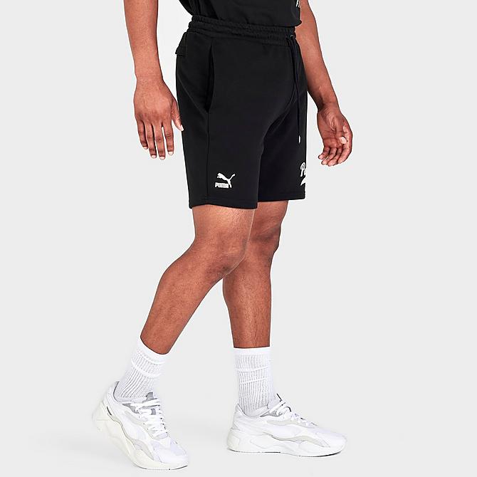 Back Left view of Men's Puma 8 Inch Team Shorts in Puma Black Click to zoom
