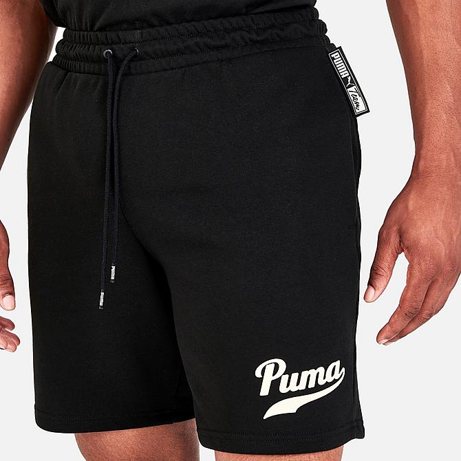 On Model 5 view of Men's Puma 8 Inch Team Shorts in Puma Black Click to zoom