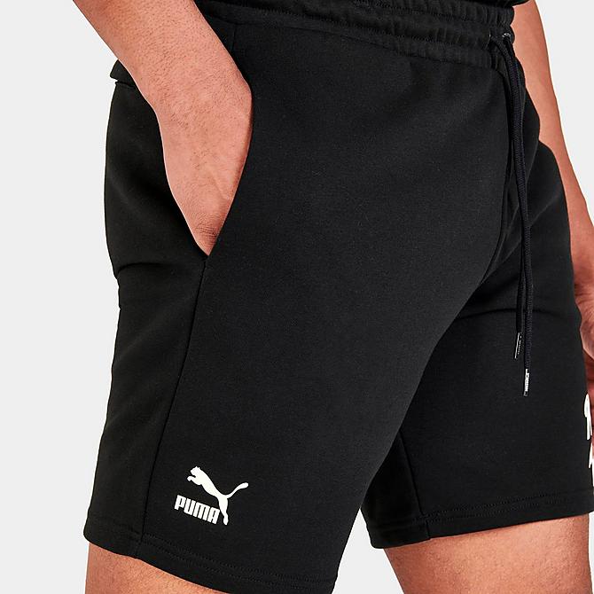 On Model 6 view of Men's Puma 8 Inch Team Shorts in Puma Black Click to zoom