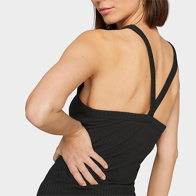 Back Right view of Women's Puma Classics Ribbed Sleeveless Dress in PUMA Black Click to zoom