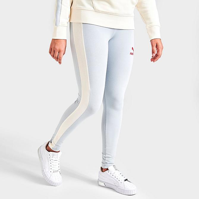 Back Left view of Women's Puma Iconic T7 Leggings in Platinum Grey Click to zoom