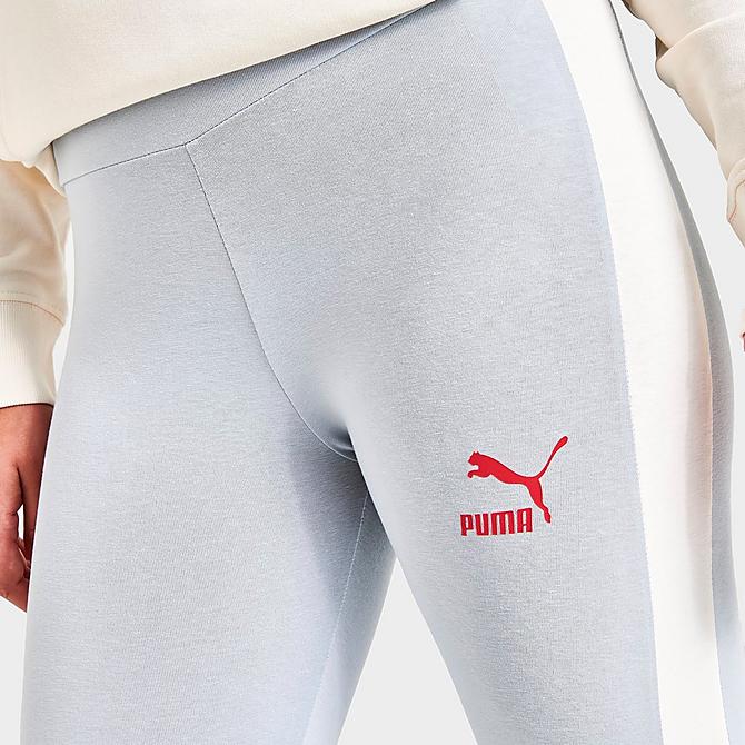 On Model 5 view of Women's Puma Iconic T7 Leggings in Platinum Grey Click to zoom