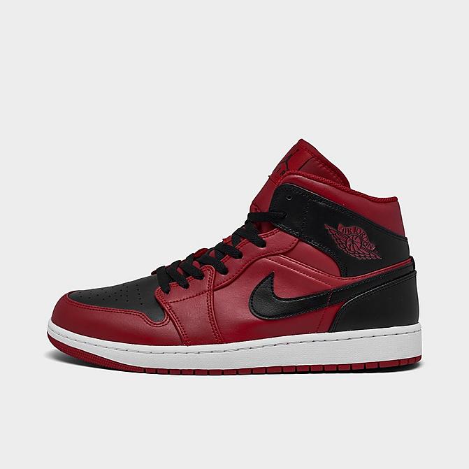 Right view of Air Jordan 1 Mid Casual Shoes in Gym Red/Black/White Click to zoom