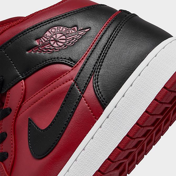 Front view of Air Jordan 1 Mid Casual Shoes in Gym Red/Black/White Click to zoom