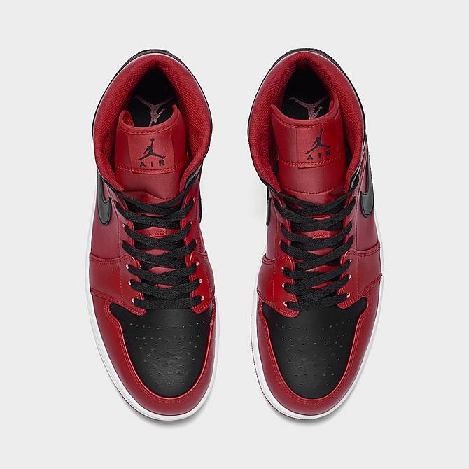 Back view of Air Jordan 1 Mid Casual Shoes in Gym Red/Black/White Click to zoom