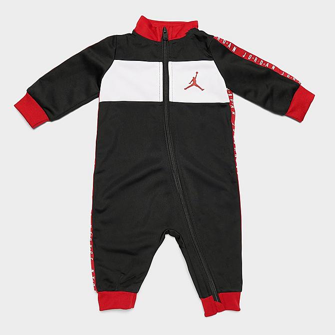 Front view of Infant Jordan Full-Zip Coverall in Black Click to zoom