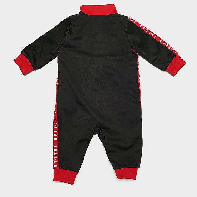 Front Three Quarter view of Infant Jordan Full-Zip Coverall in Black Click to zoom