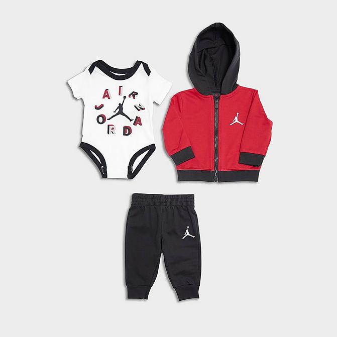 in Red/Black/Gym Red Size 6 Month Cotton/Polyester Full-Zip Hoodie and Joggers Set 3-Piece Jordan Boys Infant Air Round Up Bodysuit Finish Line Clothing Sweaters Hoodies 