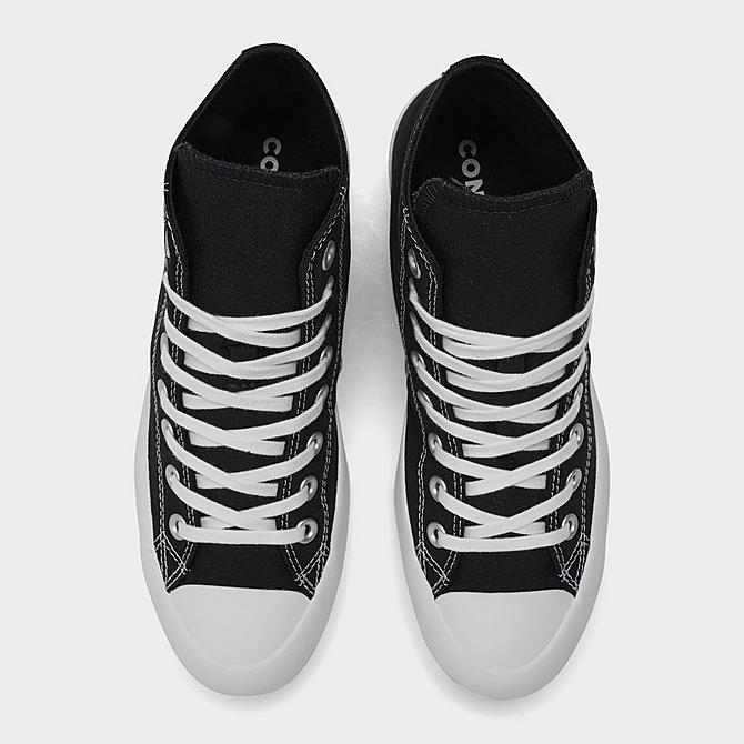 Back view of Women's Converse Chuck Taylor All Star High Top Lugged Casual Shoes in Black/White Click to zoom
