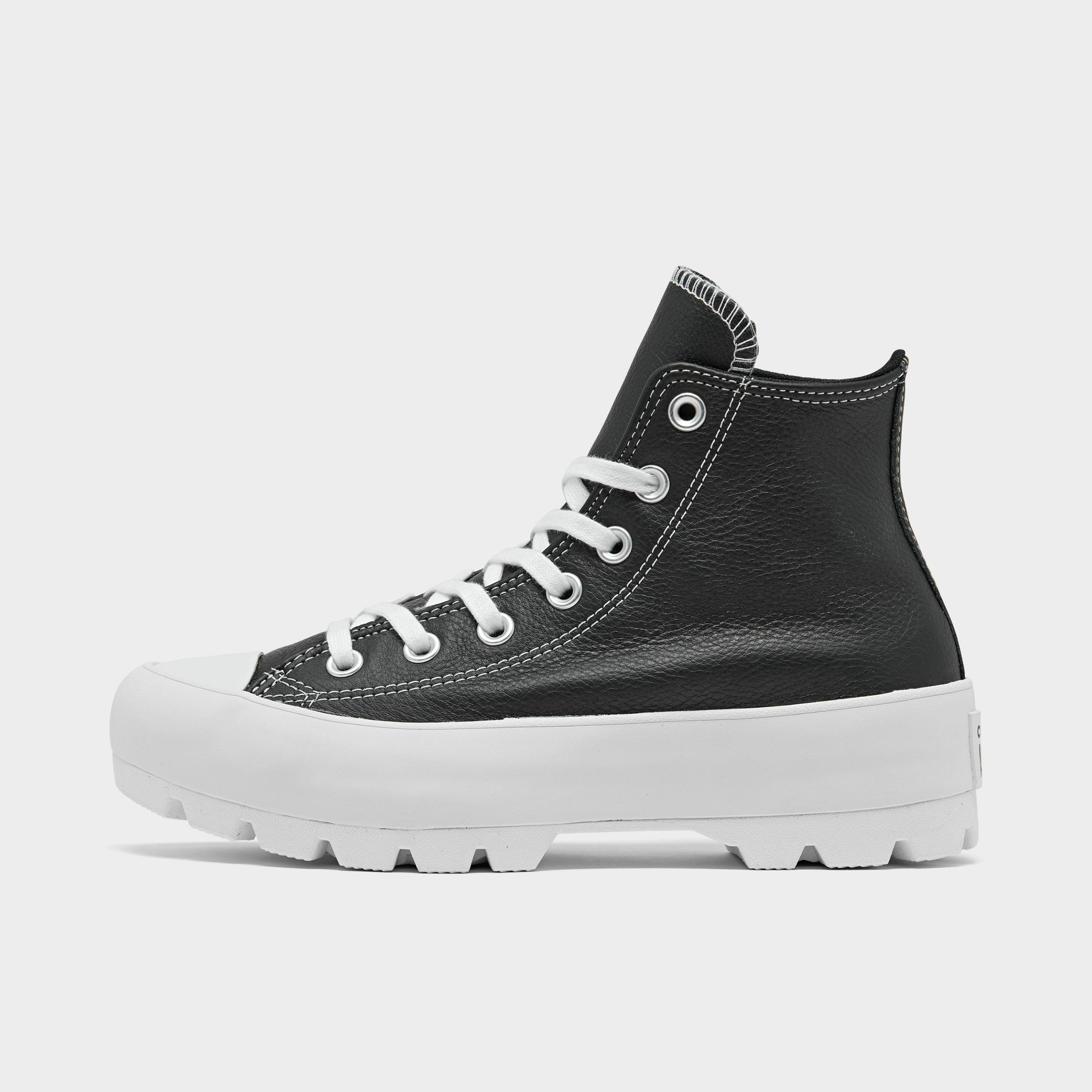 gray leather high top converse