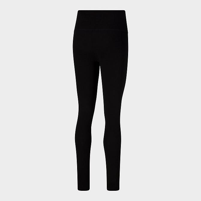 Front Three Quarter view of Women's Puma Athletic Logo Tights in Puma Black/Gold Click to zoom