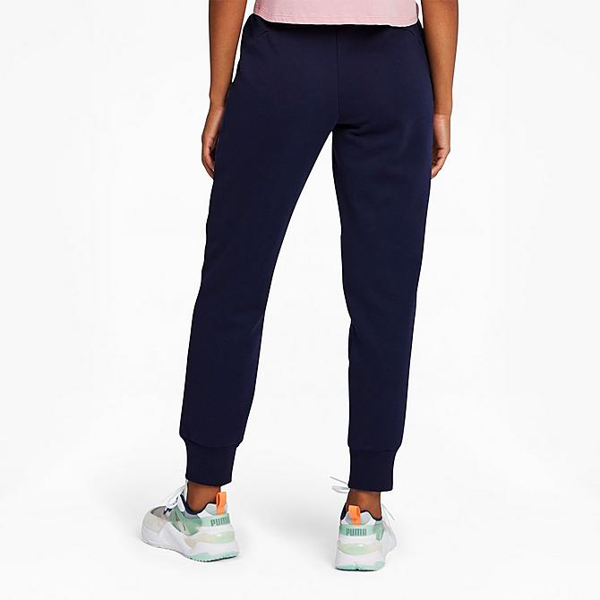 Back Left view of Women's Puma Essentials Jogger Sweatpants in Peacoat Click to zoom