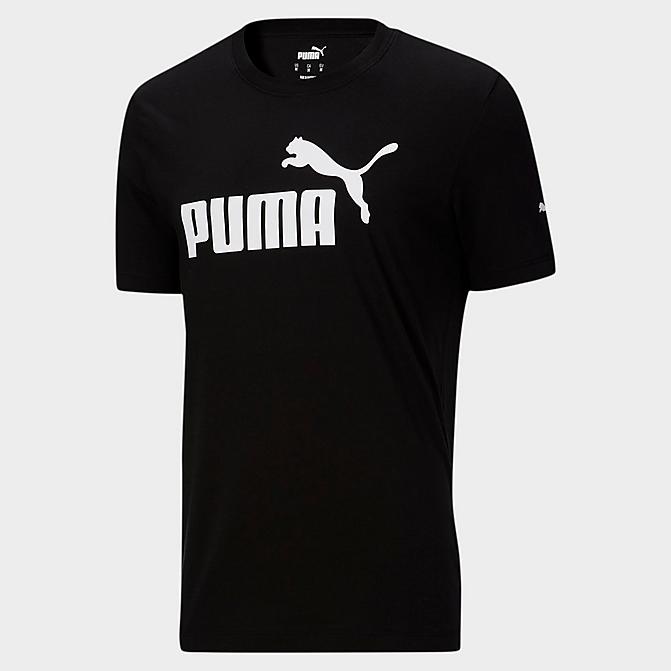 Front view of Men's Puma Essentials Logo T-Shirt in Puma Black Click to zoom