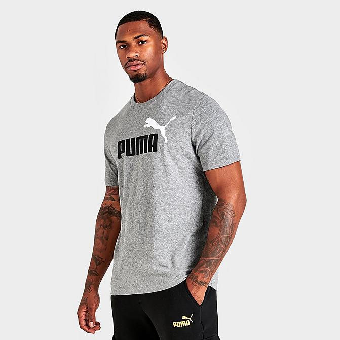 Front view of Men's Puma Essentials 2 COL Logo T-Shirt in Medium Grey Heather Click to zoom