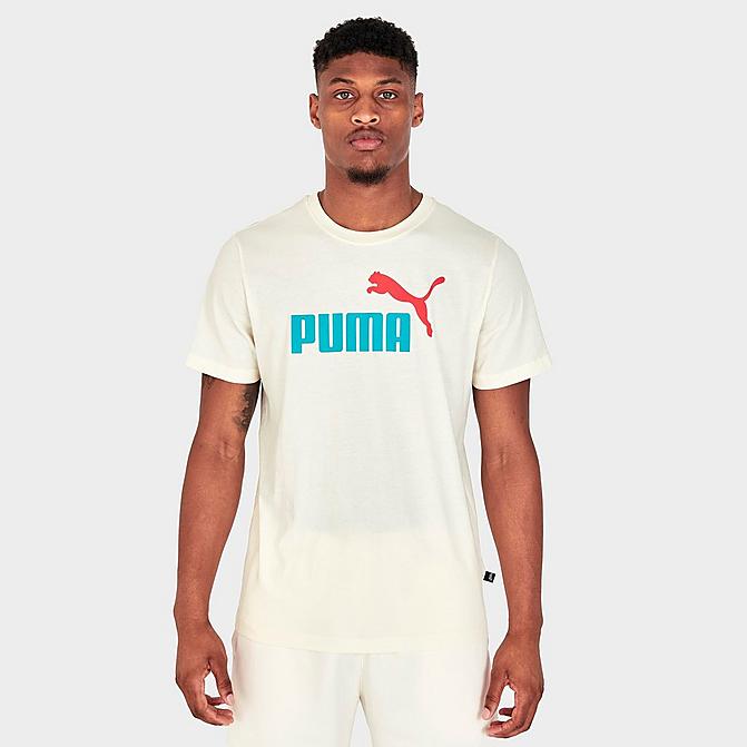 Front view of Men's Puma Essentials Logo T-Shirt in Pristine Click to zoom