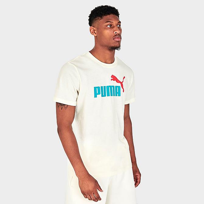 Back Left view of Men's Puma Essentials Logo T-Shirt in Pristine Click to zoom