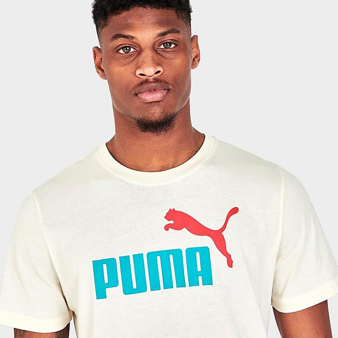 On Model 5 view of Men's Puma Essentials Logo T-Shirt in Pristine Click to zoom