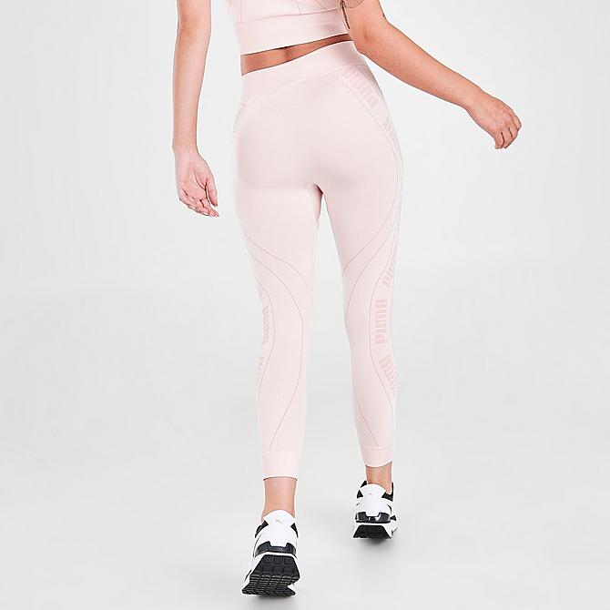 Back Right view of Women's Puma Evostripe Evoknit Crop Training Tights in Peony Click to zoom