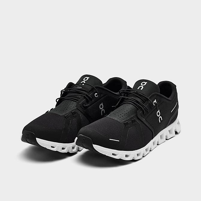 Three Quarter view of Men's On Cloud Running Shoes in Black/White Click to zoom