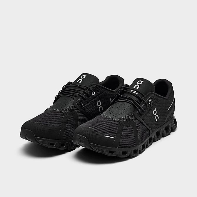 Three Quarter view of Men's On Cloud 5 Running Shoes in Black/Black Click to zoom