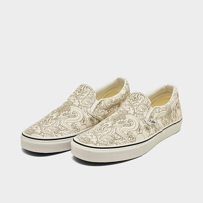 Three Quarter view of Vans Bandana Classic Slip-On Casual Shoes in Desert Skulls Incense/White Click to zoom