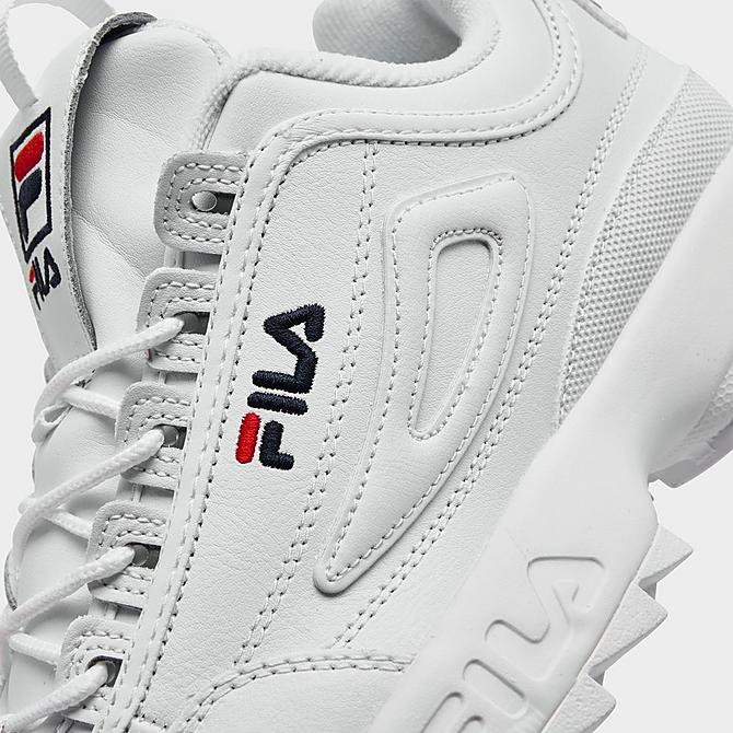 Front view of Women's Fila Disruptor 2 Premium Casual Shoes in White/Red/Navy Click to zoom