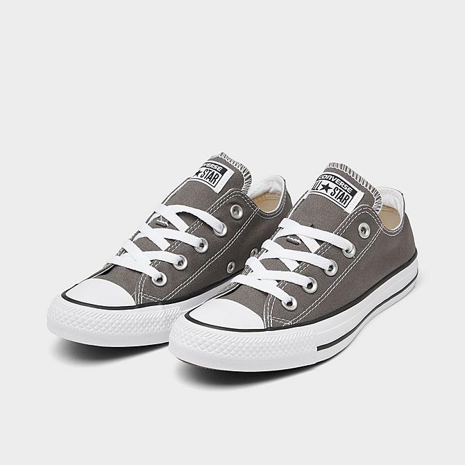 Three Quarter view of Women's Converse Chuck Taylor Low Top Casual Shoes in Grey/White Click to zoom