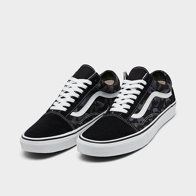 Three Quarter view of Vans Old Skool Casual Shoes in Black/Grey/Camo Click to zoom
