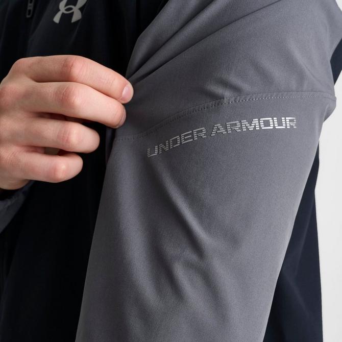 [angle] view of Men's Under Armour UA Storm Woven Full-Zip Jacket in Black/Grey Click to zoom
