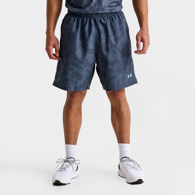 [angle] view of Men's Under Armour Woven Printed Shorts in Blue/Digital Camo Click to zoom