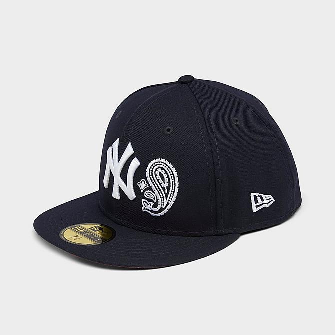 [angle] view of New Era New York Yankees MLB Patchwork Undervisor 59Fifty Fitted Hat in Navy/Team Click to zoom
