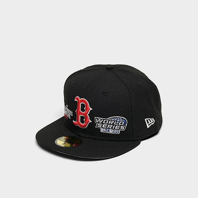 Right view of New Era Boston Red Sox MLB World Champs 59FIFTY Fitted Hat in Black/Team Click to zoom