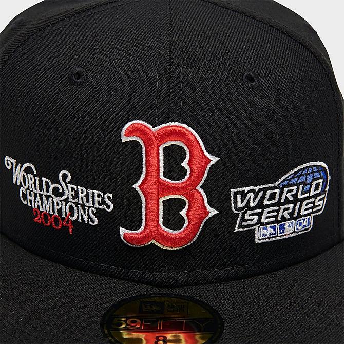 Left view of New Era Boston Red Sox MLB World Champs 59FIFTY Fitted Hat in Black/Team Click to zoom