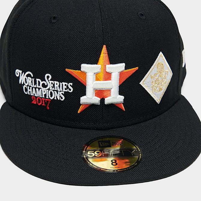 Left view of New Era Houston Astros MLB World Champs 59Fifty Fitted Hat in Black/Team Click to zoom