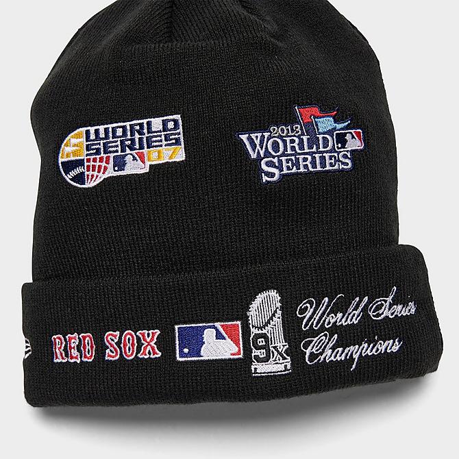 Front view of New Era Boston Red Sox MLB Champions Knit Beanie Hat in Black/Team Click to zoom