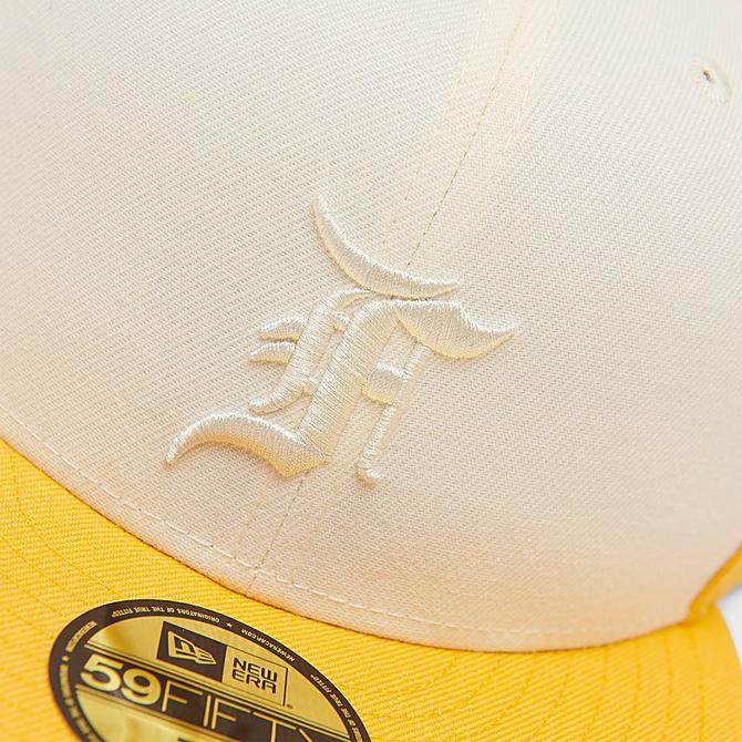 Bottom view of New Era Fear Of God Colorblock 59FIFTY Fitted Hat in Gold/White Click to zoom