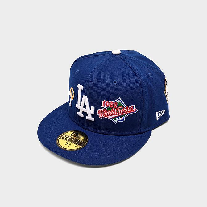 Right view of New Era MLB Los Angeles Dodgers Count The Rings 59FIFTY Fitted Hat in Blue Click to zoom
