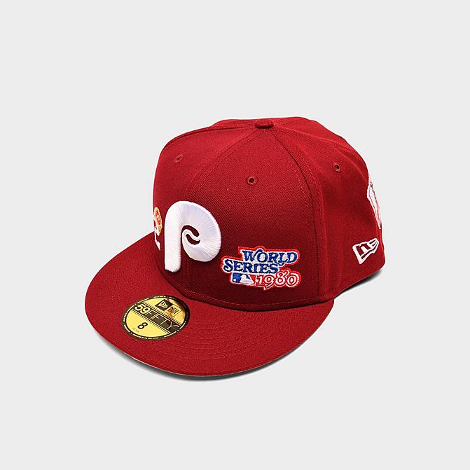 Right view of New Era MLB Philadelphia Phillies Count The Rings 59FIFTY Fitted Hat in Red Click to zoom