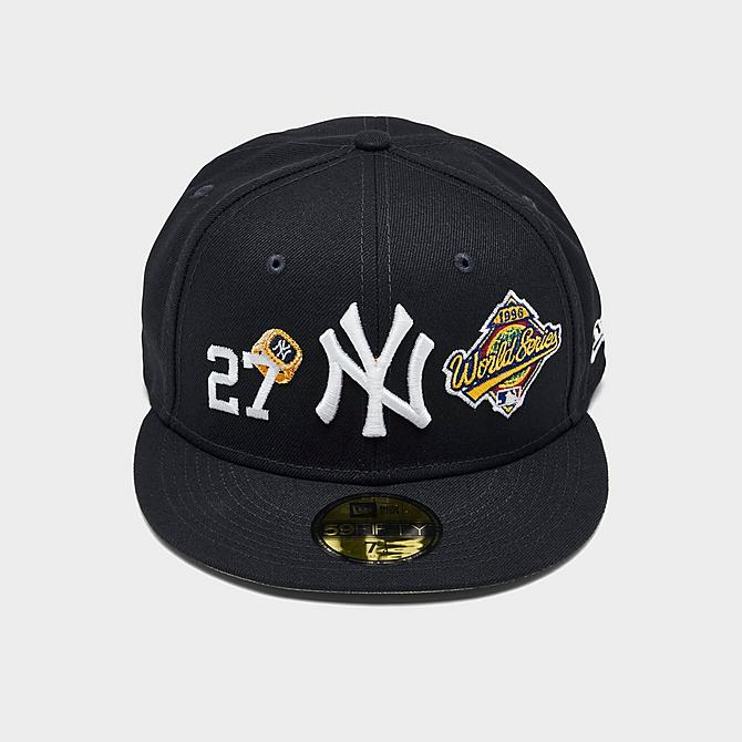 Three Quarter view of New Era MLB New York Yankees Count The Rings 59Fifty Fitted Cap in Midnight Navy Click to zoom