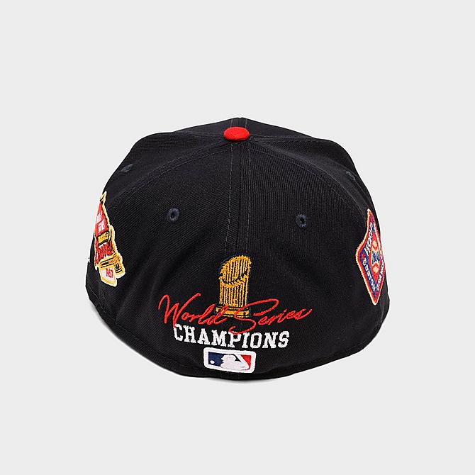 Front view of New Era MLB Atlanta Braves Count The Rings 59FIFTY Fitted Hat in Black/Red Click to zoom