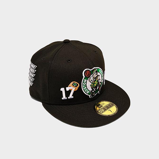 Right view of New Era NBA Boston Celtics Count The Rings 59FIFTY Fitted Hat in Black Click to zoom