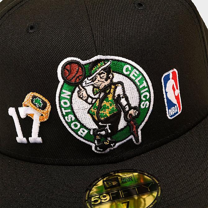 Left view of New Era NBA Boston Celtics Count The Rings 59FIFTY Fitted Hat in Black Click to zoom