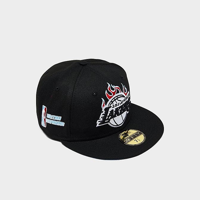 Right view of New Era NBA Los Angeles Lakers Team Fire 59FIFTY Fitted Hat in Black Click to zoom