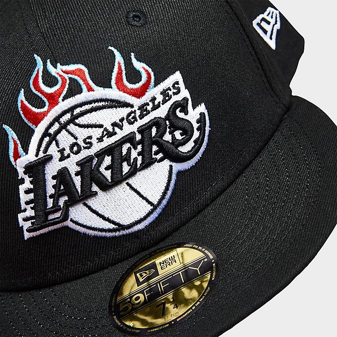 Bottom view of New Era NBA Los Angeles Lakers Team Fire 59FIFTY Fitted Hat in Black Click to zoom