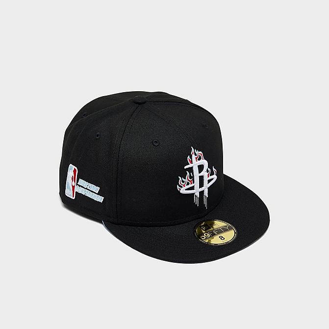 Right view of New Era NBA Houston Rockets Team Fire 59FIFTY Fitted Hat in Black Click to zoom