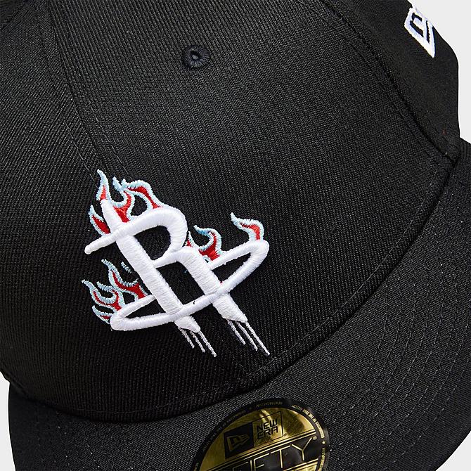 Bottom view of New Era NBA Houston Rockets Team Fire 59FIFTY Fitted Hat in Black Click to zoom