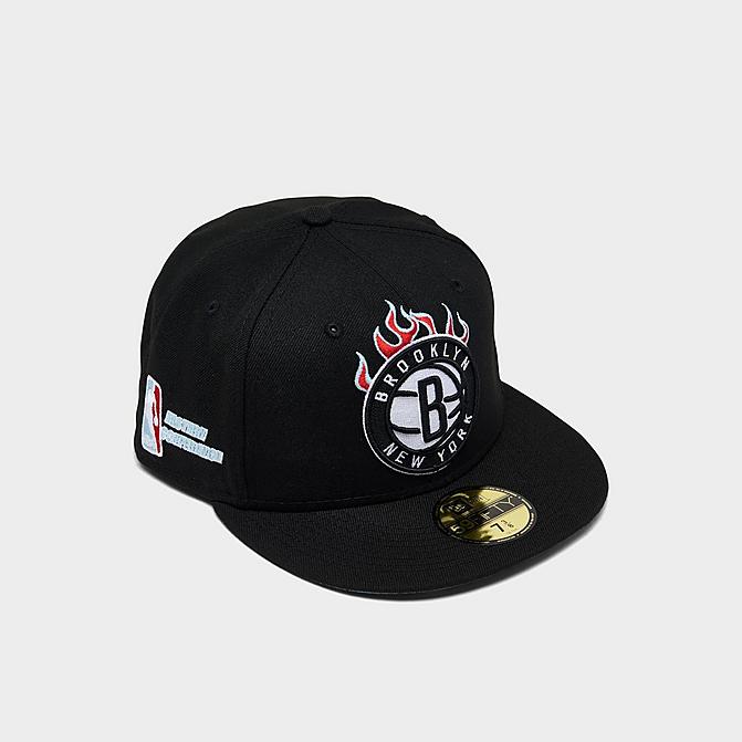 Right view of New Era NBA Brooklyn Nets Team Fire 59FIFTY Fitted Hat in Black Click to zoom