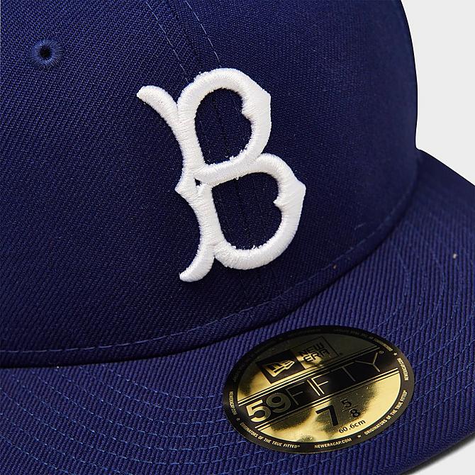 Back view of New Era Brooklyn Dodgers 1955 Logo History MLB 59FIFTY Fitted Hat in Blue Click to zoom