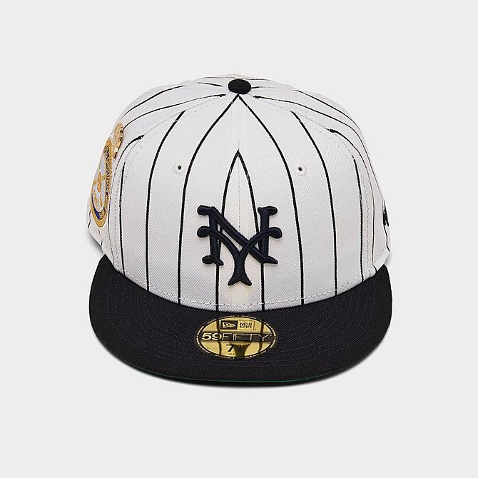 Three Quarter view of New Era New York Giants 1921 Logo History MLB 59FIFTY Fitted Hat in White/Black Click to zoom