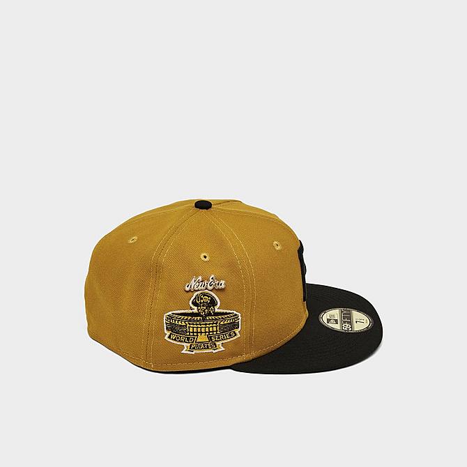 Left view of New Era Pittsburgh Pirates 1971 Logo History MLB 59FIFTY Fitted Hat in Gold/Black Click to zoom